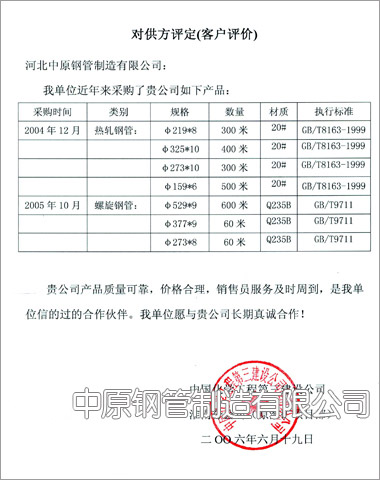 中國化學(xué)工程第三建設(shè)公司淮南分公司業(yè)績證明